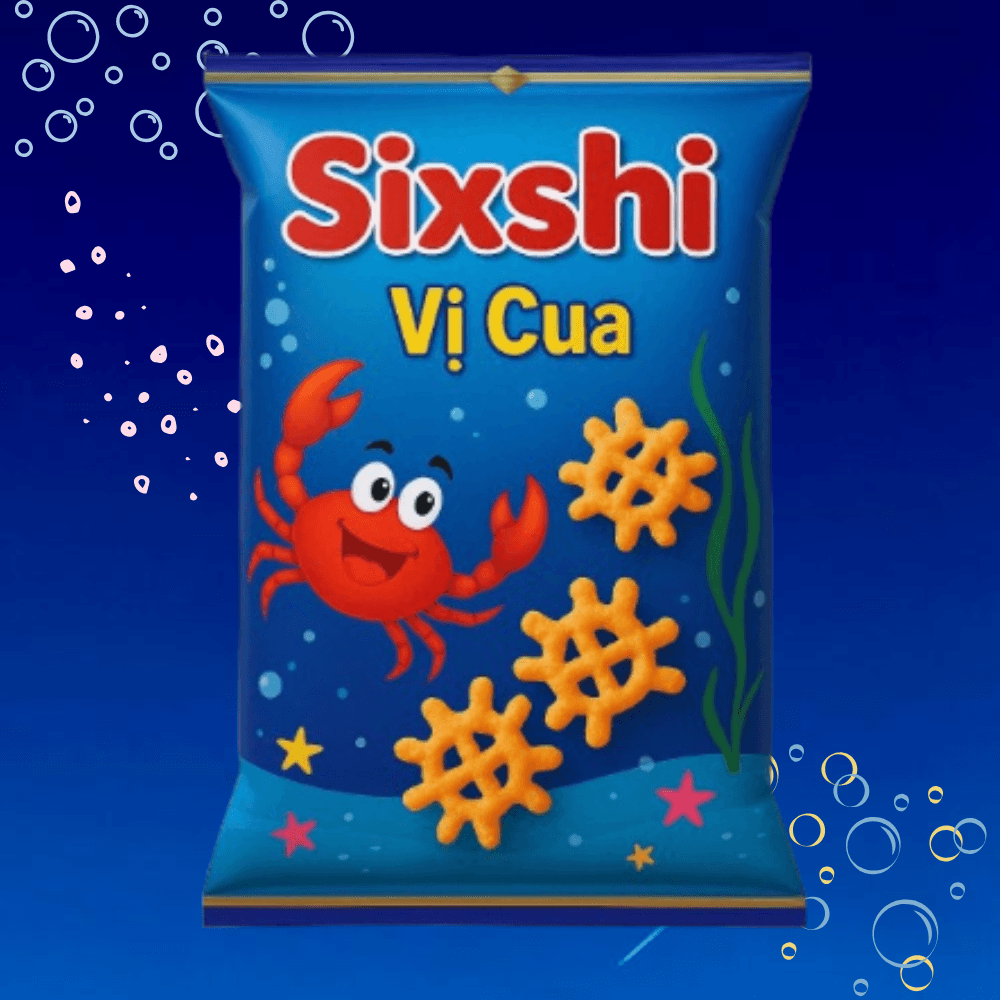 Snack vị cua Sixshi – Bánh snack cua giòn rụm 40g