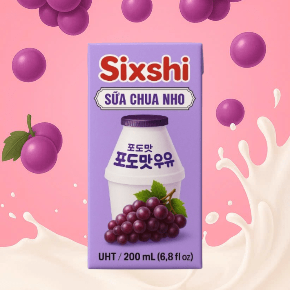 Sữa Chua Nho Sixshi 200ml – Hương vị Nho, tiệt trùng