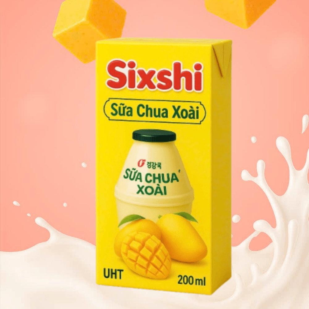 Sữa Chua Xoài Sixshi 200ml - Hương vị Xoài, tiệt trùng