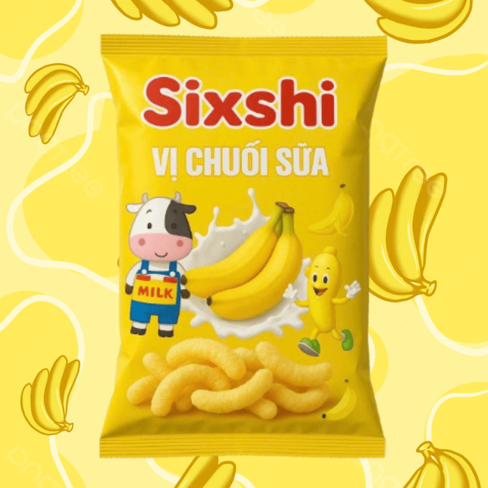Snack vị chuối sữa Sixshi – Bánh snack giòn rụm 40g